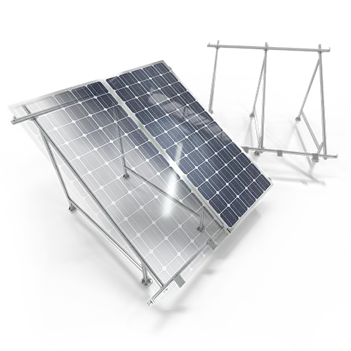 A transparent photovoltaic and solar panel reveals the structure supporting it, entirely made of aluminum profiles. In the background, the structure is clearly visible, complete with all the necessary accessories and joints for the proper installation of the panels.