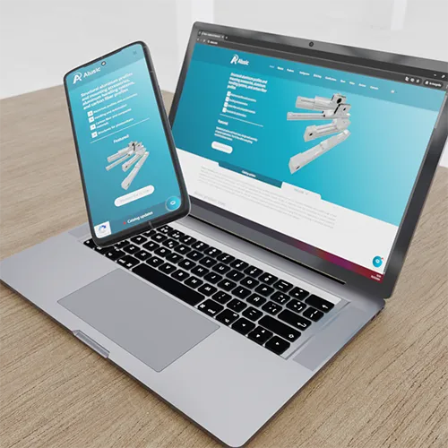 A laptop and a smartphone display the homepage of the new Alusic website.