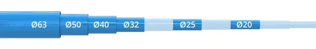 The different aluminum tube diameters available within the SR series range.