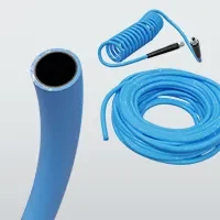 Polyurethane and SNC tubes and coils, ideal for compressed air distribution and for connecting accessories such as air guns and hose reels to the system.